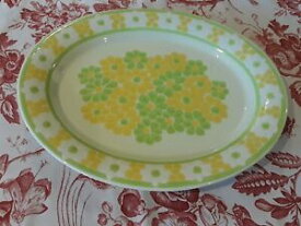 【送料無料】キッチン用品・食器・調理器具・陶器　フランシスコ会ピクニックオーバルプラッターイエローライムグリーンデイジーサービングプレートFranciscan Picnic Oval Platter Yellow Lime Green Daisy 12 x 10 Serving Plate