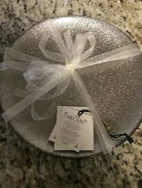 【送料無料】キッチン用品・食器・調理器具・陶器　トルコガラスシルバーサイドデザートプレートセットホリデースパークルAKCAM TURKISH Glass SILVER Side Dessert Plates Set 4 HOLIDAY Sparkle