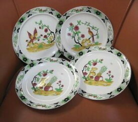【送料無料】キッチン用品・食器・調理器具・陶器　つの年代のコードンイングランドフローラルバード装飾プレートセットFour 1880's Cauldon England Floral &amp; Bird Decorated Plate #3463 Set #3