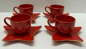 【送料無料】キッチン用品・食器・調理器具・陶器　ウィリアムズ・ソノマセットオブレッド「スターシェイプ」ホリデーエクスプレスカップとソーサーWilliams-Sonoma Set Of 4 Red 'Star Shaped Holiday Expresso Cups And Saucers
