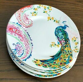 【送料無料】キッチン用品・食器・調理器具・陶器　第五の大口磁器カラフルな春ペイズリーピーコックディナープレート222 Fifth Andalusia Porcelain Colorful spring Paisley Peacock Dinner Plates 4 pc