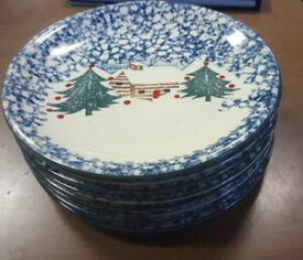【送料無料】キッチン用品・食器・調理器具・陶器　セットクリスマスキャビン雪の民俗芸術石器ティエンシャンディナープレートSet 8 Christmas Cabin In The Snow Folk Art Stoneware Tienshan 10 Dinner Plate