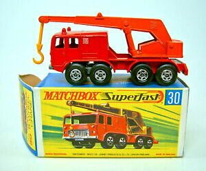 yz͌^ fJ[ }b`{bNXzC[N[bhIWu[KegbvC{bNXmatchbox sf no 30a 8 wheel crane red orange in boom megararitat top in box