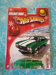 �y���������z�͌^�� ���f���J�[ �z�b�g�z�C�[���z���f�[���b�h�V�F�r�[�t���[�g�O���[���z���C�g�E�H�[�����A�����C�_�[�Yhot wheels 2005 holiday rods 1947 chevy fleetline green white wall real riders