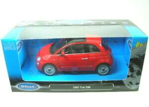 �y���������z�͌^�� ���f���J�[ �t�B�A�b�gfiat 500 red 2007 124 welly