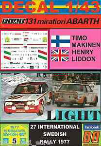 yz͌^ fJ[ fJ[tBAbgAog}LlXEF[fCgdecal 143 fiat 131 abarth t makinen swedish r 1977 light 01