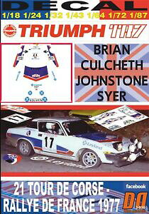 yz͌^ fJ[ fJ[gCAtuCAJ`FXc[hRXdecal triumph tr7 brian culcheth tour de corse 1977 11th 01