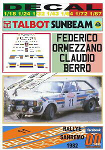 �y���������z�͌^�� ���f���J�[ �f�J�[���^���{�b�g�T���r�[�����[�^�X�I�����b�c�@�[�m�T������decal talbot sunbeam lotus f ormezzano r sanremo 1982 dnf 01