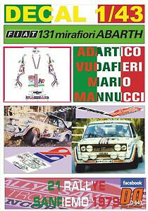 yz͌^ fJ[ fJ[tBAbgAog_tBGTdecal 143 fiat 131 abarth a vudafieri r sanremo 1979 dnf 01