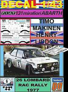 yz͌^ fJ[ fJ[tBAbgAogeB}Lldecal 143 fiat 131 abarth timo makinen the chequered flag rac 1977 06