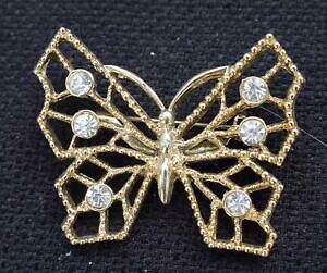 yz͌^ fJ[ Be[WQ[S[hg[NACXg[o^tCu[`vintage signed gerrys gold tone clear rhinestones butterfly brooch