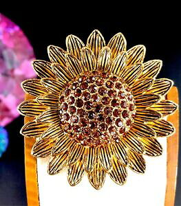 yz͌^ fJ[ t@u\uYg[AJohgpVIGXg[XRtBXW\t[u[`fabuloso bronzetone acabado topacio estras con filas girasol floral broche