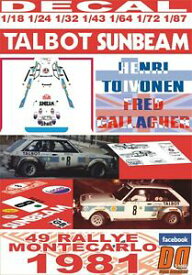 【送料無料】模型車 モデルカー デカールタルボットサンビームロータストイヴォネンモンテカルロdecal talbot sunbeam lotus htoivonen rmontecarlo 1981 5th 09