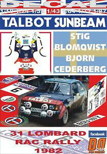 �y���������z�͌^�� ���f���J�[ �f�J�[���^���{�b�g�T���r�[�����[�^�Xdecal talbot sunbeam lotus sblomqvist rac r 1982 8th 09