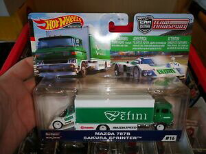 �y���������z�͌^�� ���f���J�[ �z�b�g�z�C�[���}�c�_�X�v�����^�[�`�[���g�����X�|�[�g 164 hot wheelsmazda 787b sakura sprinter team transport 16