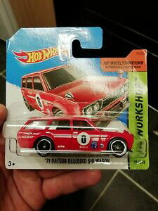 �y���������z�͌^�� ���f���J�[ �z�b�g�z�C�[�����S���V���[�g�J�[�hhot wheels 71 datsun 510 wagon first edition short card