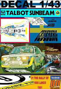 �y���������z�͌^�� ���f���J�[ �f�J�[���^���{�b�g�T���r�[�����[�^�X�X�e�B�O�u�����N���B�X�g�����[decal 143 talbot sunbeam lotus stig blomqvist 1000 lakes rally 1981 8th 01