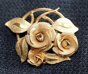 yz͌^ fJ[ Be[WRS[hsu[`ovintage 60 signed coro gold flowers roses pin brooch