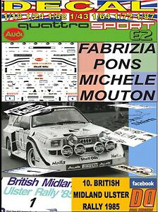 yz͌^ fJ[ fJ[AEfBNgX|[c~VF[g[AX^[decal audi quattro sport e2 michelle mouton rally ulster 1985 dnf 01