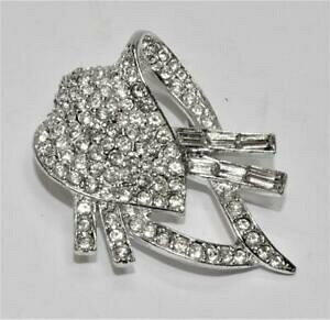 yz͌^ fJ[ gt@Vo[NACXg[_u[`unsigned trifari silver clear rhinestones modern shape brooch