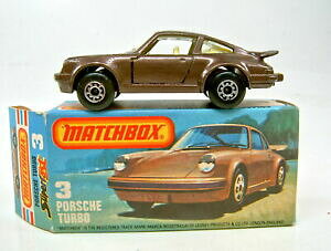 yz͌^ fJ[ }b`{bNX|VF^[{uE^bNgbvC{bNXmatchbox sf no 3c porsche turbo brown metallic top in box