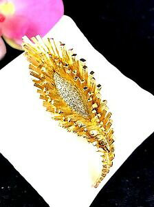 yz͌^ fJ[ }eB{nbeBJ[lM[gmhhGXg[Xu`Fznllamativo 1940152ms hattie carnegie dimensional tono dorado estras broche hoja