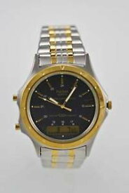 【送料無料】pulsar watch mens stainless gold silver day date chrono alarm 100m blue quartz