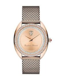 【送料無料】 womens scuderia ferrari 0820010 donna rose gold tone glitz mesh watch