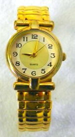 【送料無料】wrist watch ladies quartz gold tone stainless steel womens battery analog