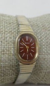 【送料無料】bulova ladies vintage brown deep orange metallic 10k rgp watch