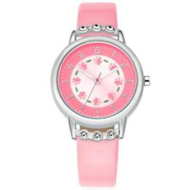 【送料無料】kezzi children rhinestone flower wristwatch girl gift analog watch leather stra