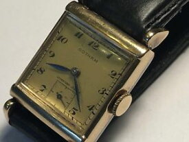 【送料無料】vintage gotham 17j windup mens wristwatch 10k solid gold bezel
