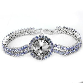 【送料無料】sterling silver 925 genuine natural blue violet tanzanite two row watch 712 in