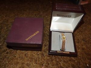 yzwittnauer bt17778 swiss 5100 gold tone ladies vintage quartz watch mint in box