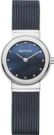 【送料無料】bering time classic ladies silver plated amp; blue milanese mesh watch swarovski