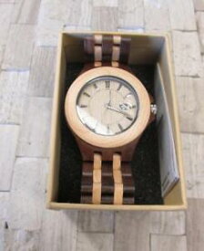 【送料無料】 100 natural wooden mens quartz wristwatch with date window ~ ss7644