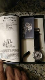 【送料無料】us celebration 50 state quarter mens book watch coin watches delaware 1787