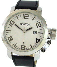 【送料無料】neues angebothektor u herrenuhr quarz wei leder schwarz datum made in germany xl 10bar 45mm