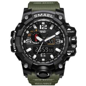 【送料無料】sport digital watch men quartz led analog dual display wristwatch wrist army