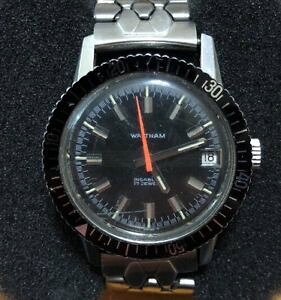 yzvintage waltham diver watch all ss case,signed crown