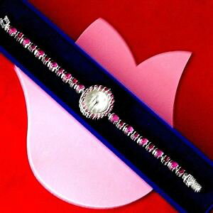 yznatural rhodolite garnet amp; ruby 925 sterling silver watch 26 gr 75 cmin box