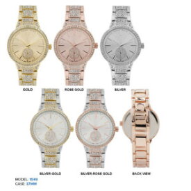 【送料無料】 ladies rhinestones chronograph metal wrist watch 37mm