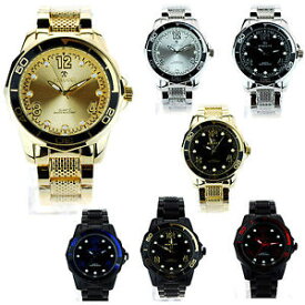【送料無料】mens luxury plated metal dress analog round sporty wrist watch