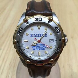 【送料無料】emory 2005 uaa swimming amp; diving men leather analog quartz watch hour~ batter