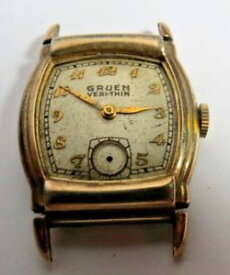 【送料無料】vintage swiss mens gruen verythin conoruma 15j winding wristwatch gold f beze