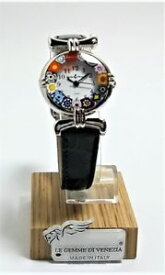 【送料無料】orologio donna acciaio pelle watch in vetro di murano murrina millefiori