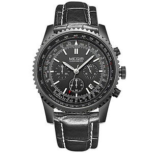 yzmegir 2009 men luxury business chronograph calendar leather quartz watch