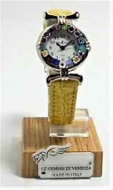 【送料無料】orologio donna acciaio pelle watch in vetro di murano murrina millefiori