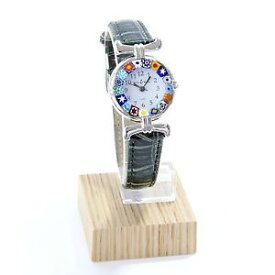 【送料無料】orologio donna acciaio pelle watch in vetro di murano murrina millefiori