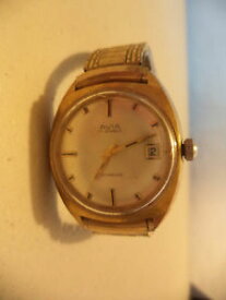 【送料無料】vintage avia 17 jewels incabloc waterproof date gold tone mens wrist watch 10